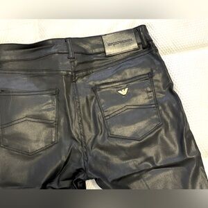 Emporio Armani Leather-Style, Fitted Boot-Cut Pants